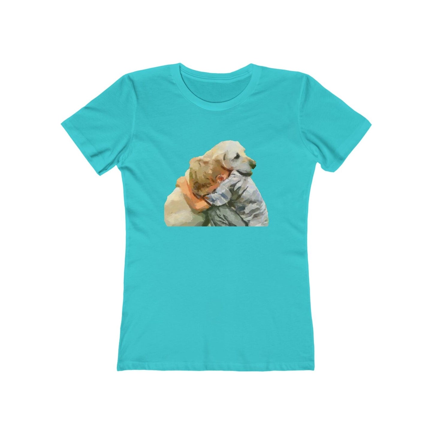 Yellow Labrador Retriever - Women's Slim Fit Ringspun Cotton T-Shirt (Colors: Solid Tahiti Blue)
