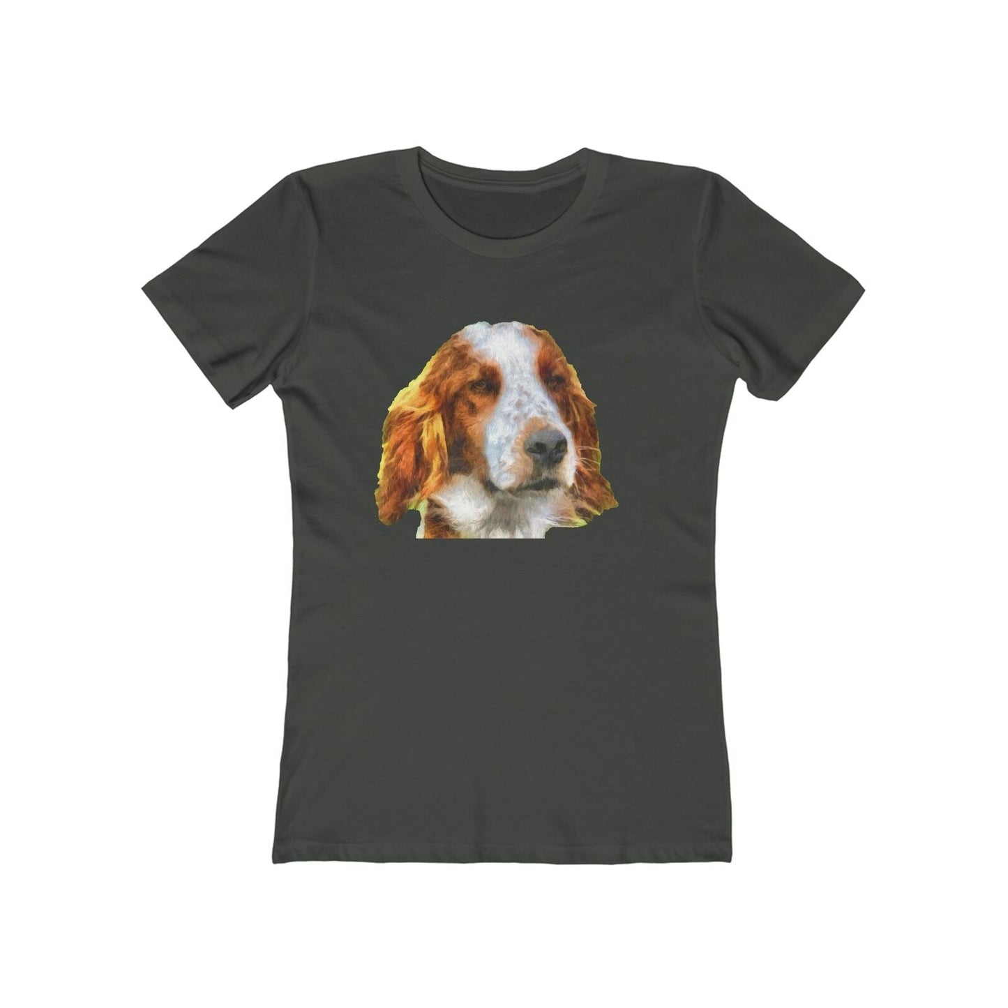 Irish Red & White Setter - Women's Slim Fit Ringspun Cotton T-Shirt (Colors: Solid Heavy Metal)