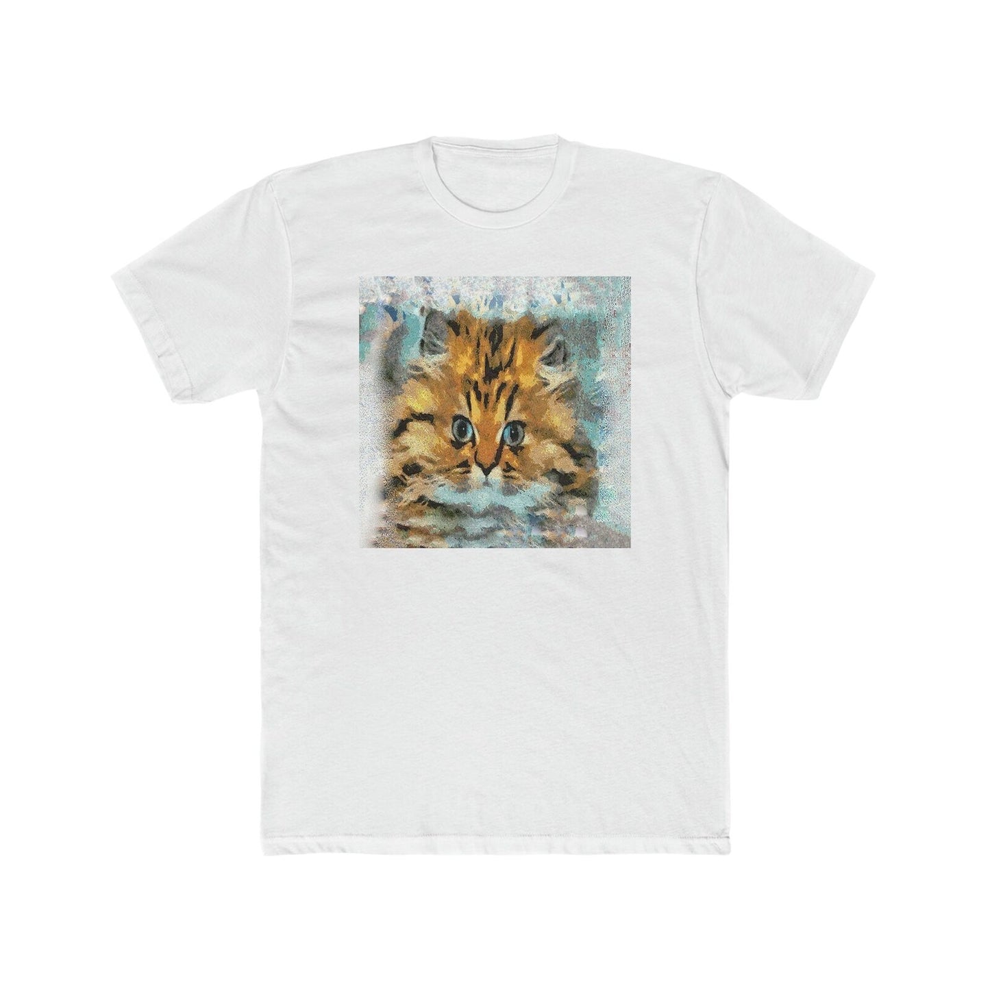 Fat Cat - Men's Fitted Cotton Crew Tee (Color: Solid White)
