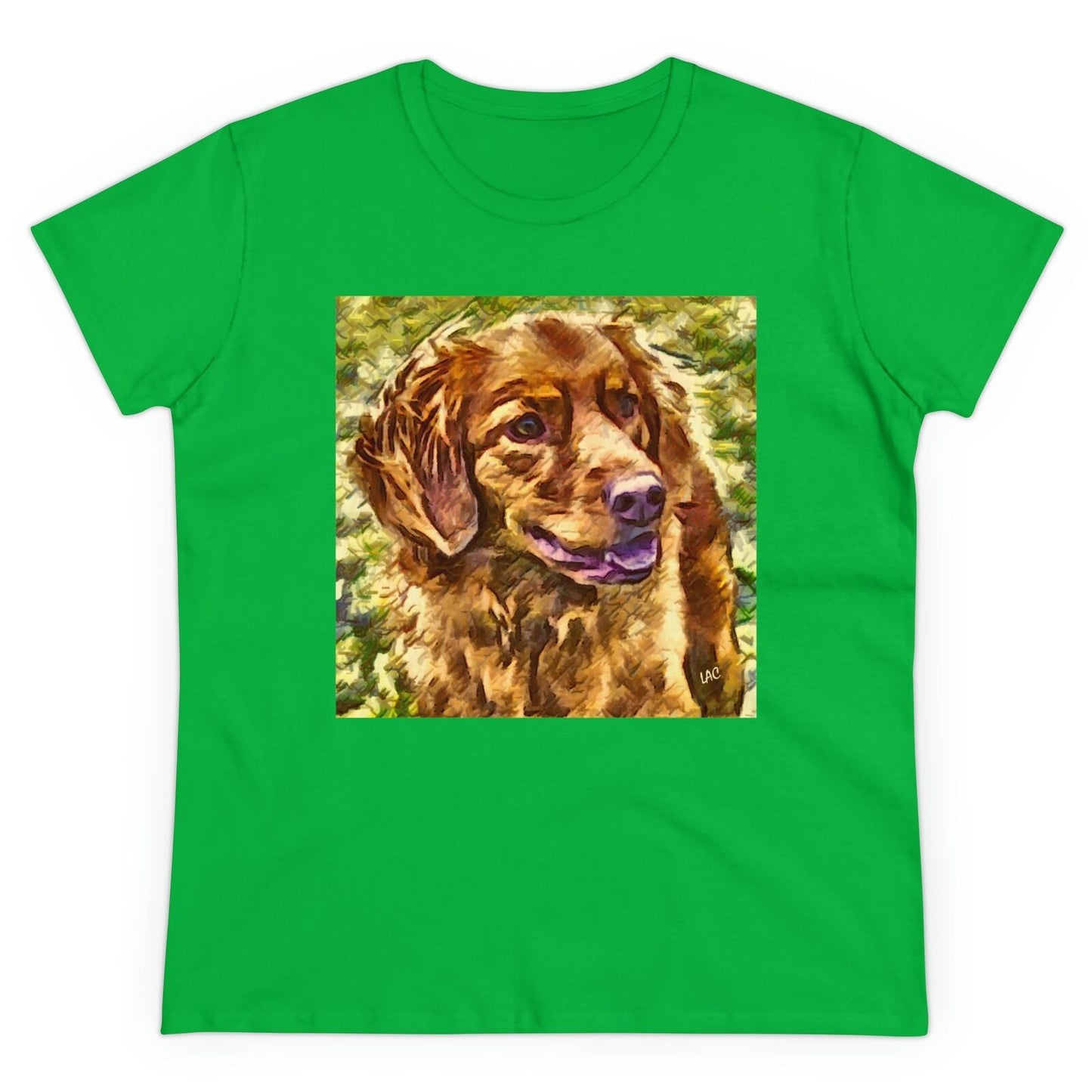 Nova Scotia Duck Tolling Retriever Women's Midweight Cotton Tee (Color: Irish Green)