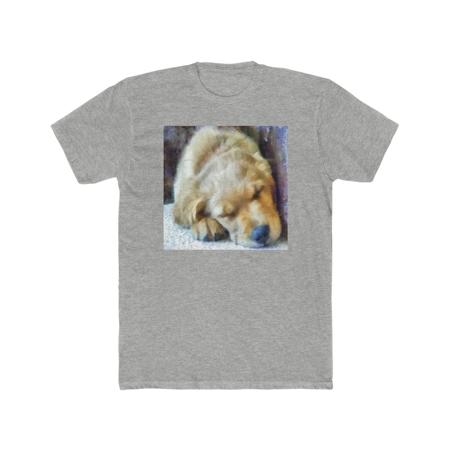 Golden Retriever 'Zuko' Men's Fitted Cotton Crew Tee (Color: Heather Grey)