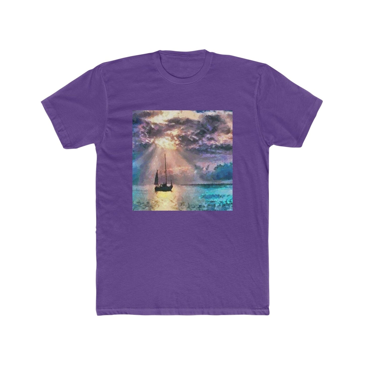Greek Islands - Aegean Enchantment - Men's Fitted Cotton Crew Tee (Color: Solid Purple Rush)