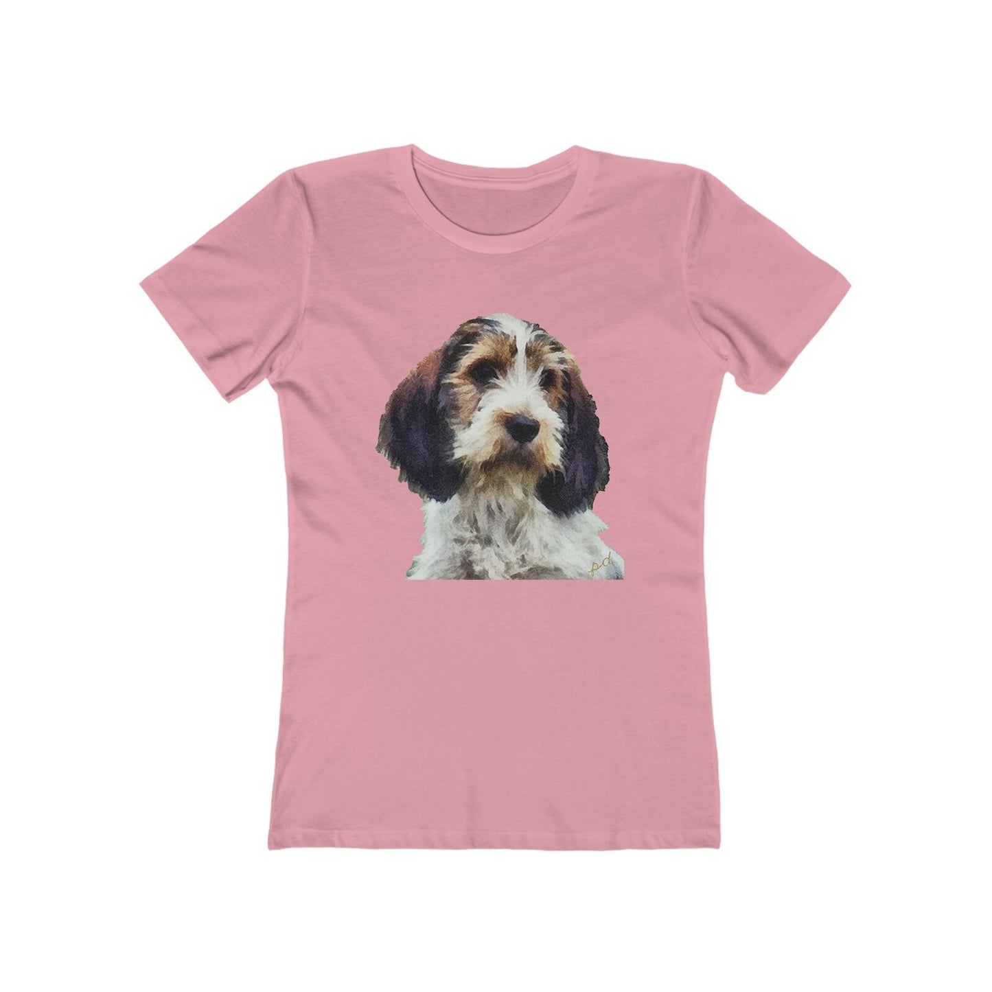 Petit Basset Griffon Vendeen Women's Slim FIt Ringspun Cotton T-Shirt (Colors: Solid Light Pink)