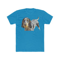 Bluetick Coonhound  Men's Fitted Cotton Crew Tee (Color: Solid Turquoise)