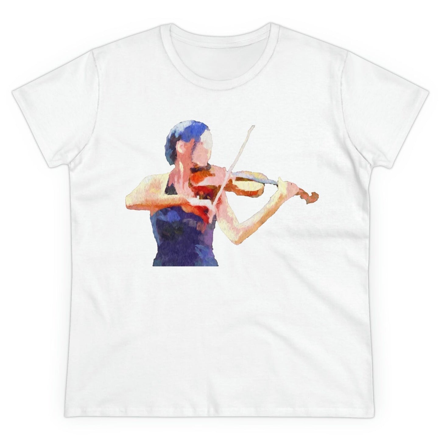Violinist 'The Bowist' Women's Midweight Cotton Tee (Color: White)