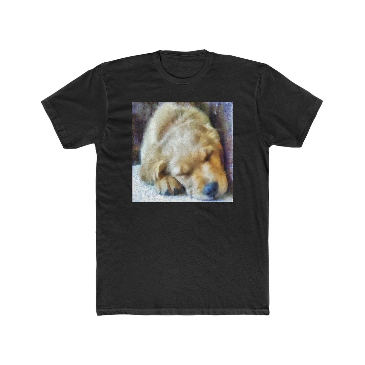 Golden Retriever 'Zuko' Men's Fitted Cotton Crew Tee (Color: Solid Black)