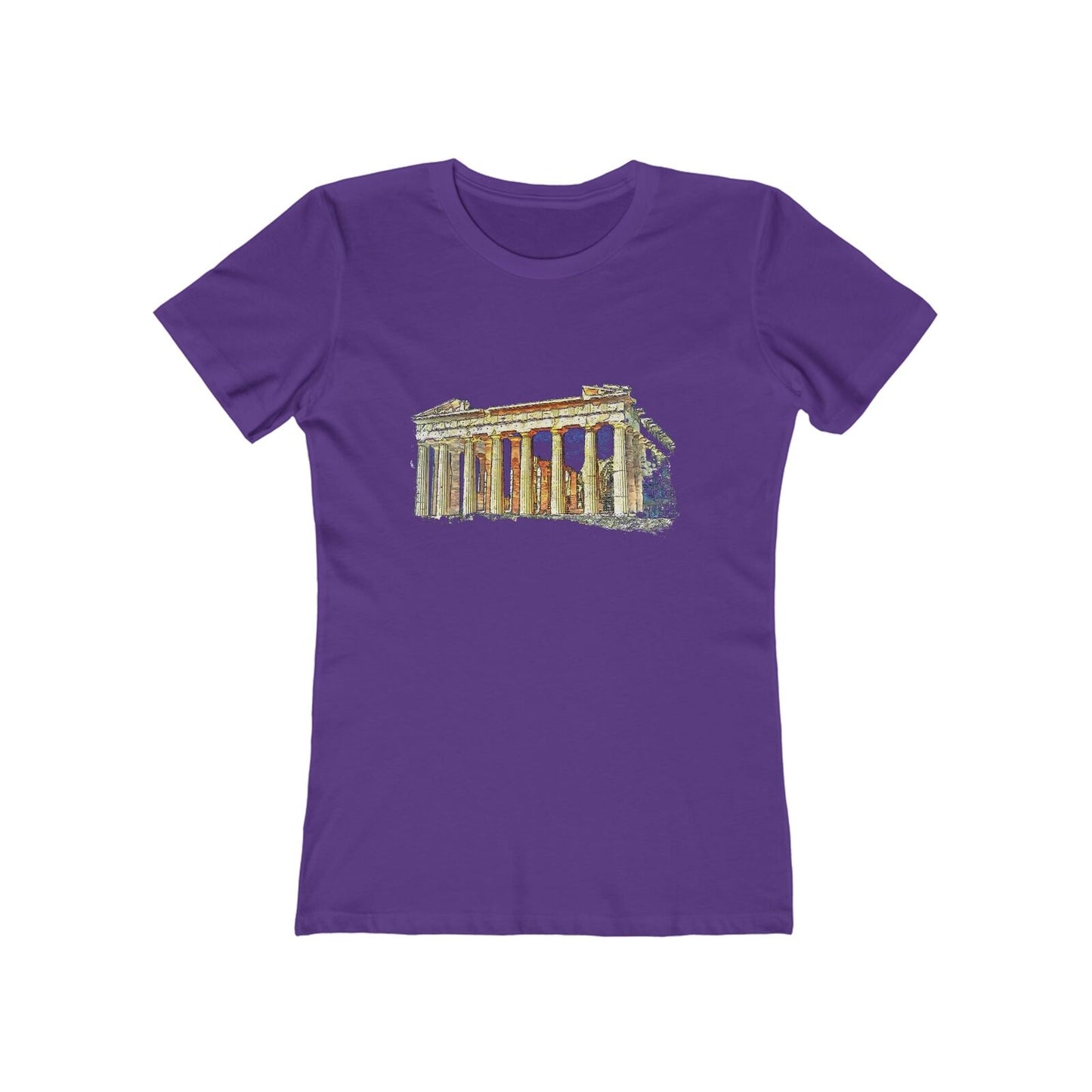 Parthenon - Ancient Greece - Women's Slim Fit Ringspun Cotton T-Shirt (Colors: Solid Purple Rush)