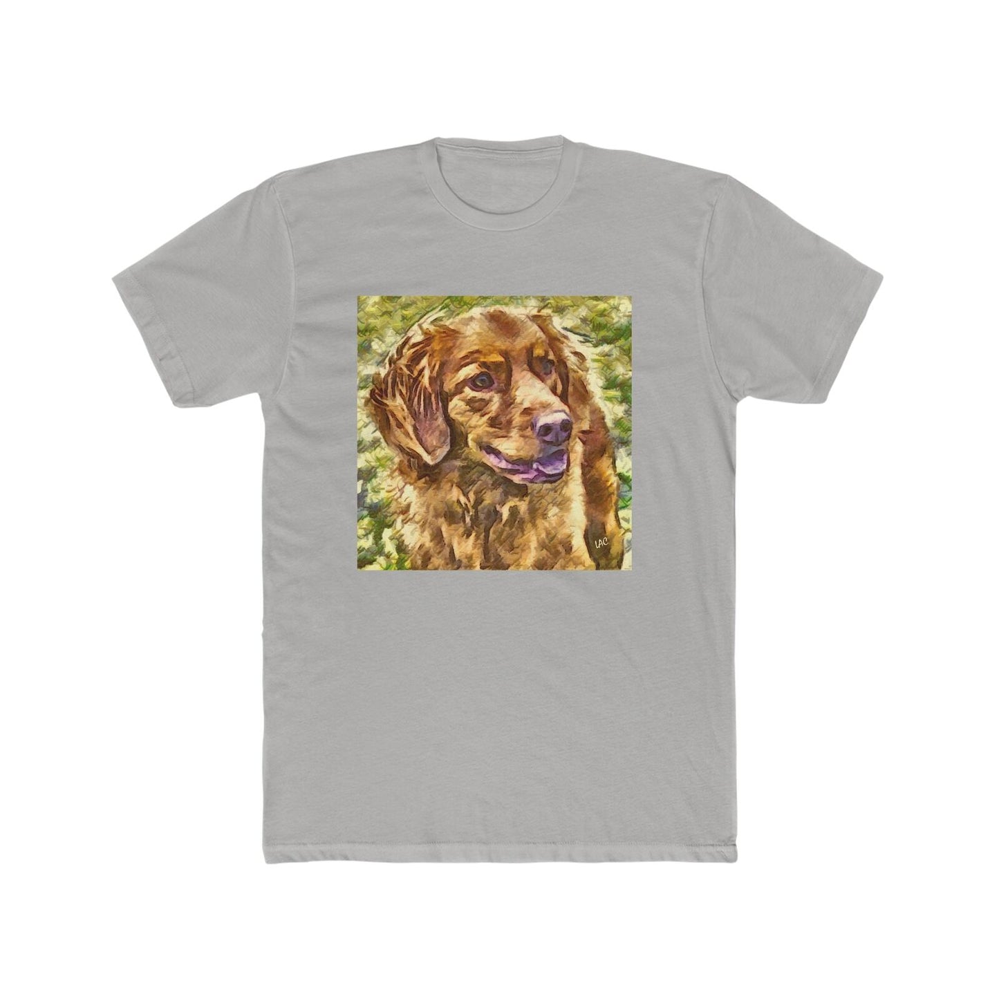 Nova Scotia Duck Tolling Retriever - Men's Fitted Cotton Crew Tee (Color: Solid Light Grey)