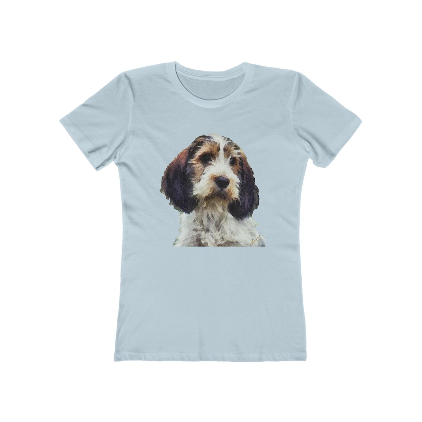 Petit Basset Griffon Vendeen Women's Slim FIt Ringspun Cotton T-Shirt (Colors: Solid Light Blue)