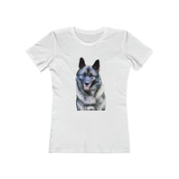 Norwegian Elkhound - Women's Slim Fit Ringspun Cotton T-Shirt (Colors: Solid White)