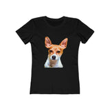Rat Terrier Women's Slim Fit Ringspun Cotton T-Shirt (Colors: Solid Black)