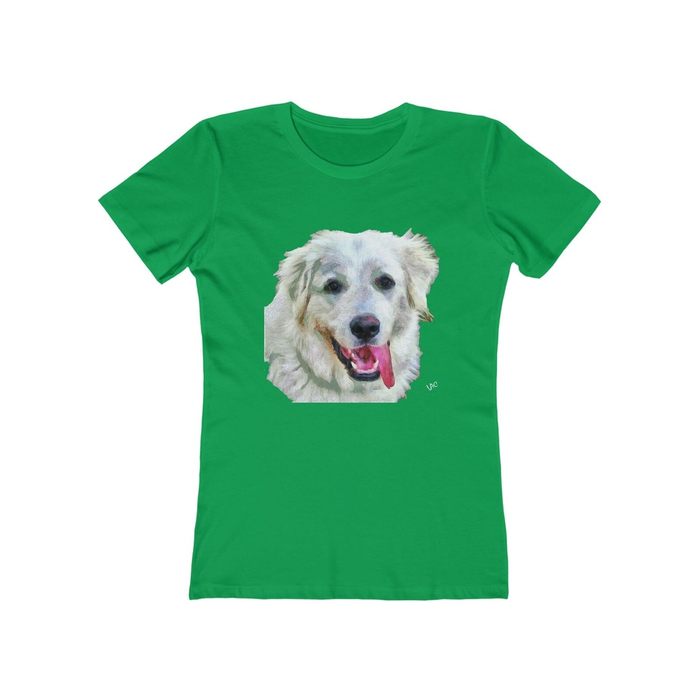 Great Pyrenees Women's Slim Fit Ringspun Cotton T-Shirt (Colors: Solid Kelly Green)