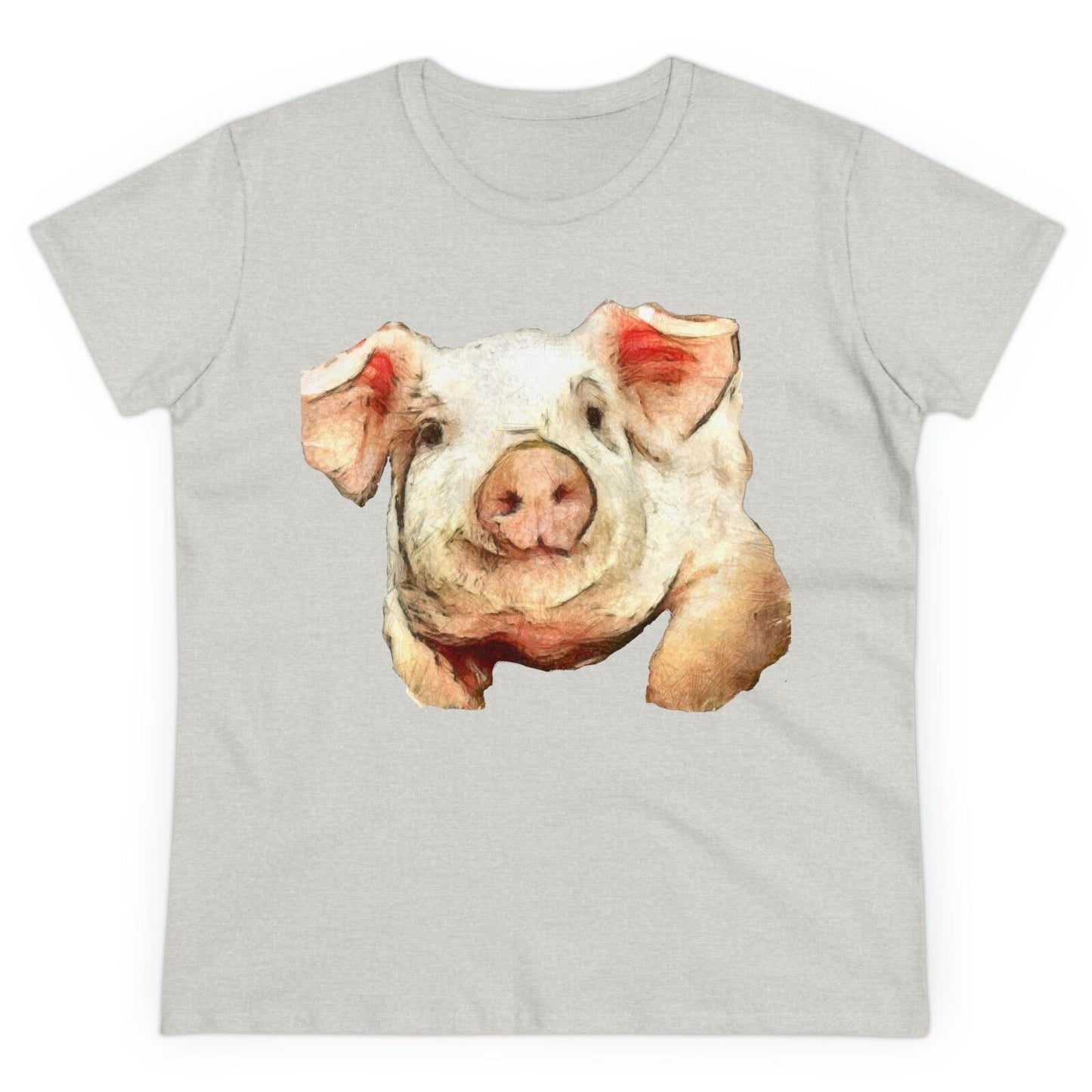 Pig 'Petunia' Women's Midweight Cotton Tee (Color: Ash)