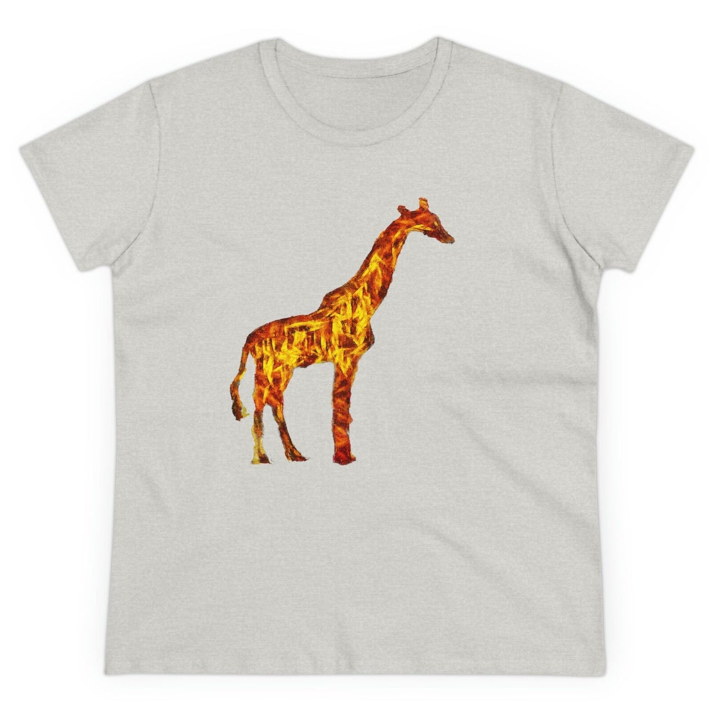 Giraffe 'Camile' Women's Midweight Cotton Tee (Color: Ash)