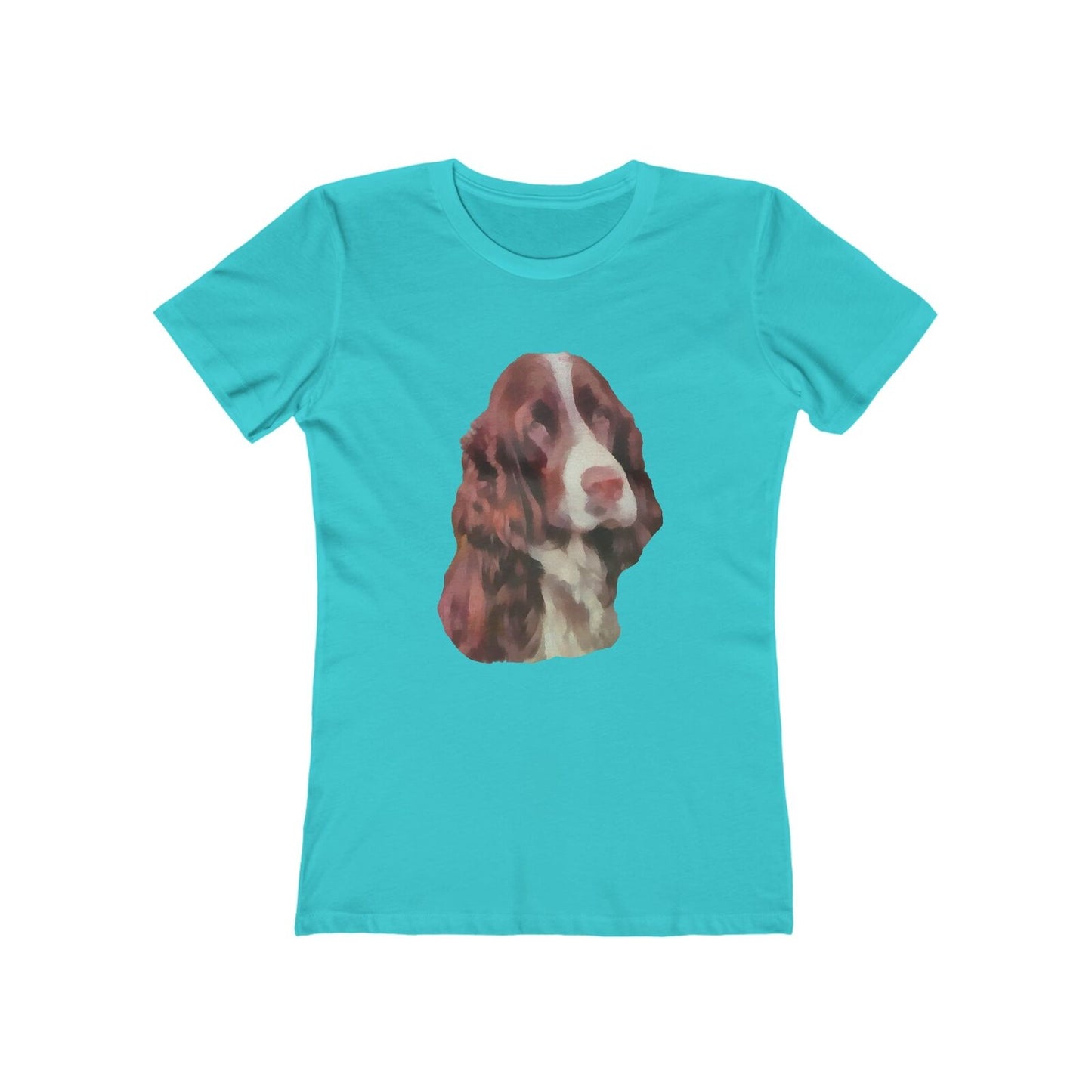 English Springer Spaniel - Women's Slim Fit Ringspun Cotton T-Shirt (Colors: Solid Tahiti Blue)