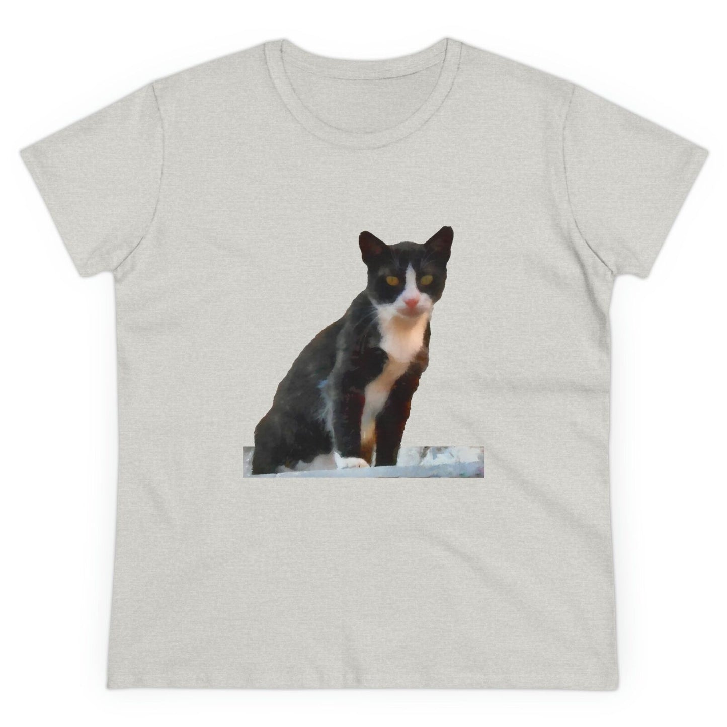Cat 'Hydra Kitten' Women's Midweight Cotton Tee (Color: Ash)