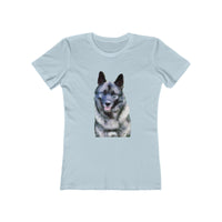 Norwegian Elkhound - Women's Slim Fit Ringspun Cotton T-Shirt (Colors: Solid Light Blue)