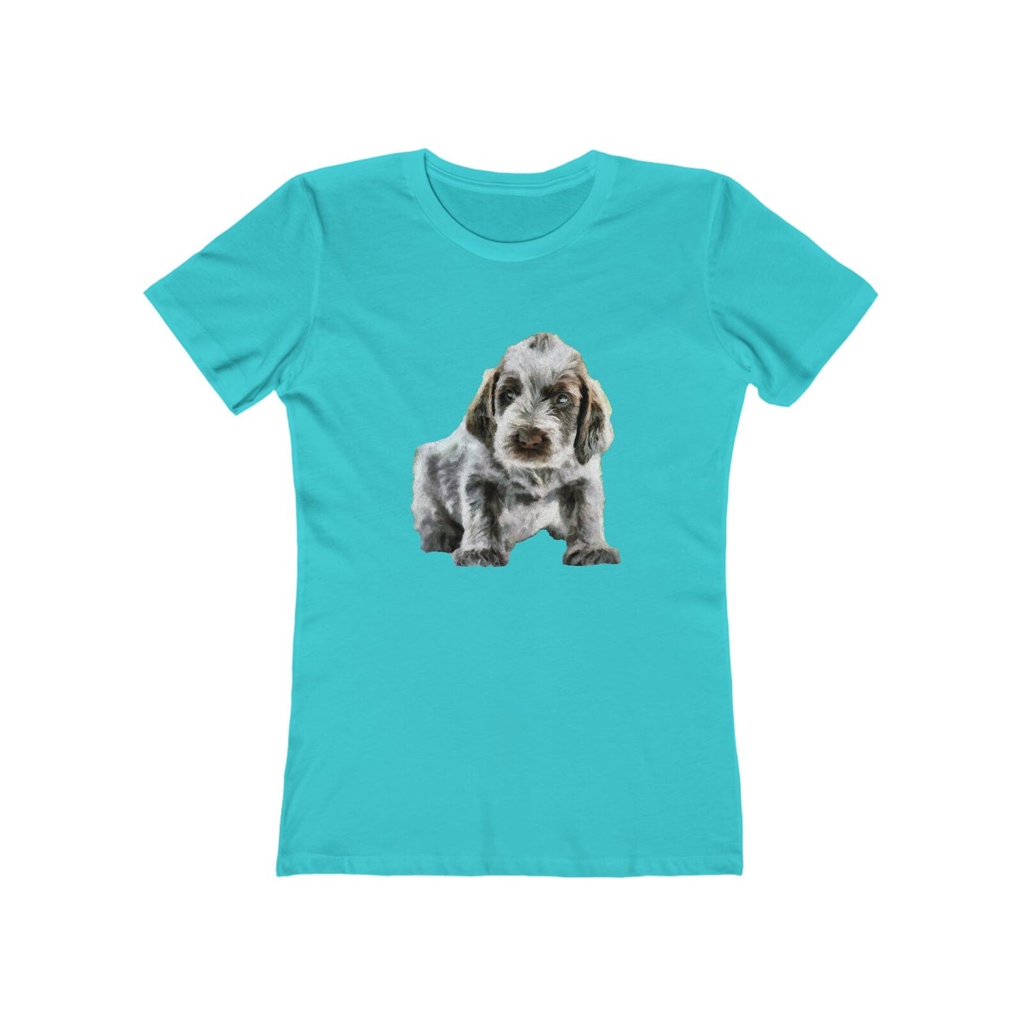 Spinone Italiano - Women's Slim Fit Ringspun Cotton T-Shirt (Colors: Solid Tahiti Blue)