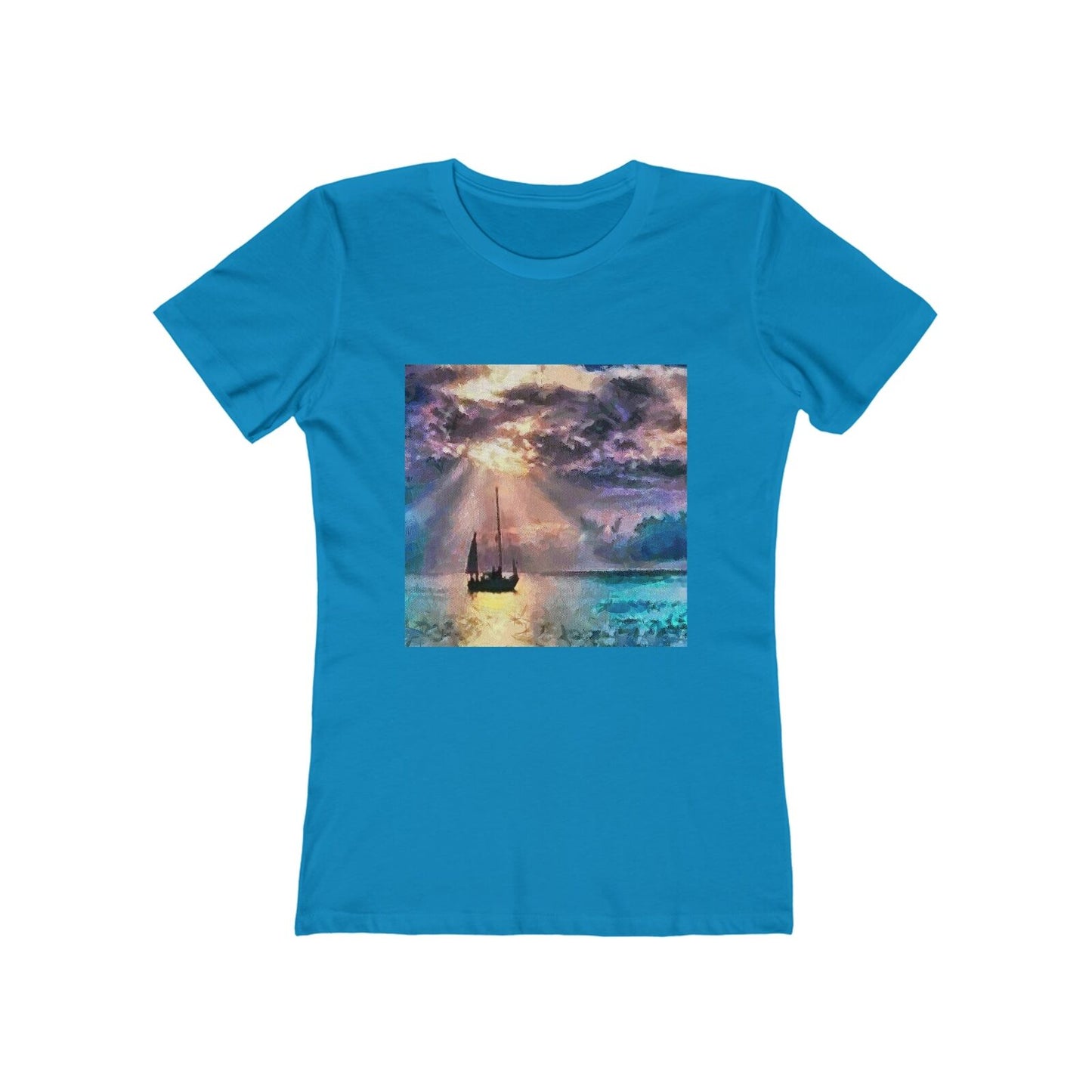 Greek Islands 'Aegean Enchantment' - Women's Slim Fit Ringspun Cotton (Colors: Solid Turquoise)