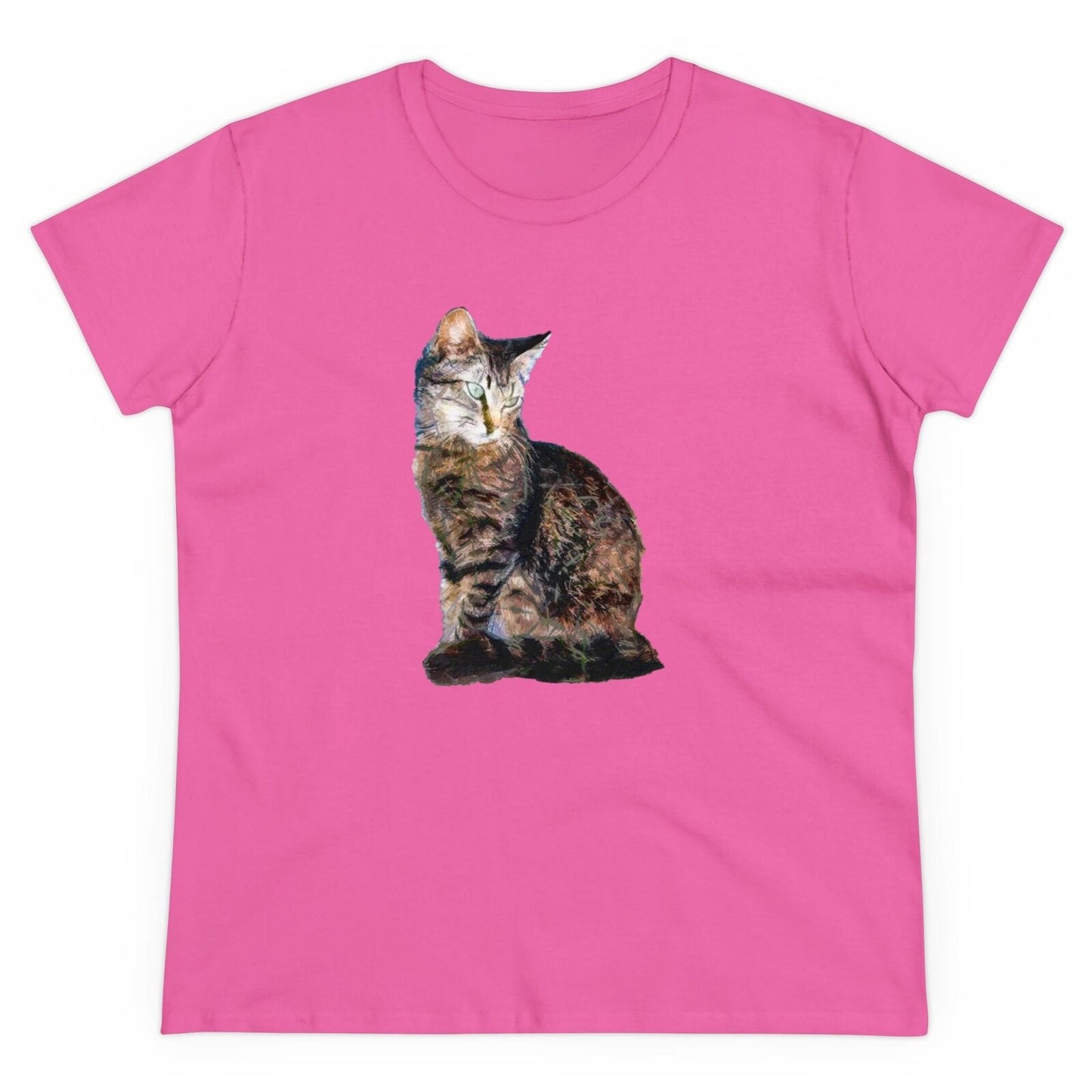 Cats of Greece 'Teris from Tinos' Women's Midweight Cotton Tee (Color: Azalea)
