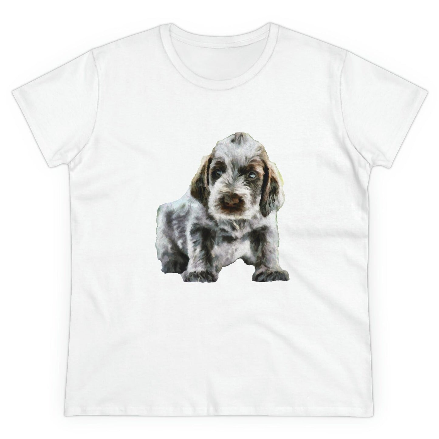 Spinone Italiano Women's Midweight Cotton Tee (Color: White)