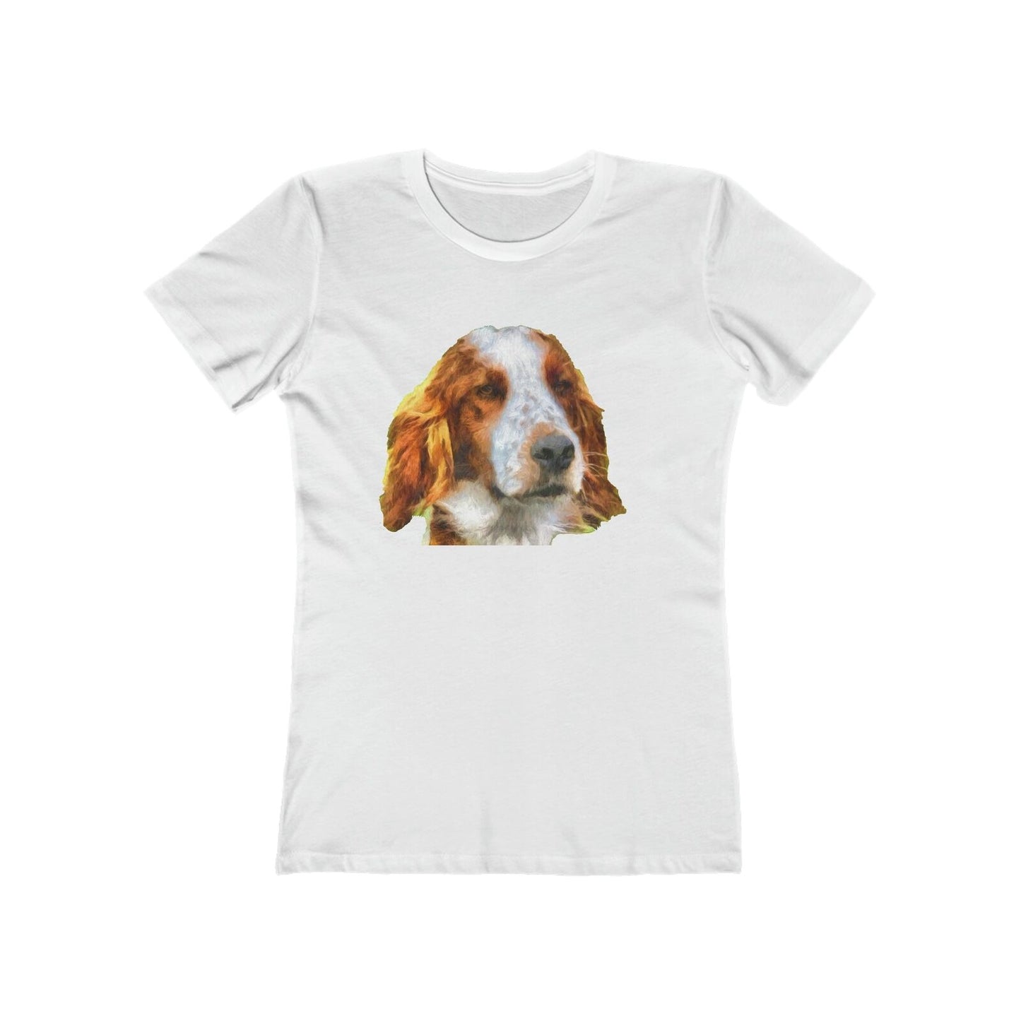 Irish Red & White Setter - Women's Slim Fit Ringspun Cotton T-Shirt (Colors: Solid White)
