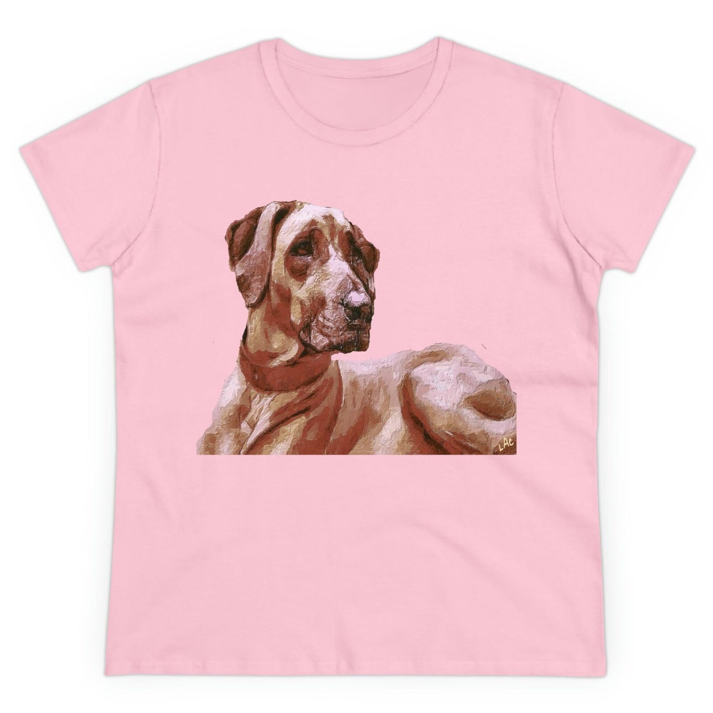 Rhodesian Ridgeback 'Thor' Women's Midweight Cotton Tee (Color: Light Pink)