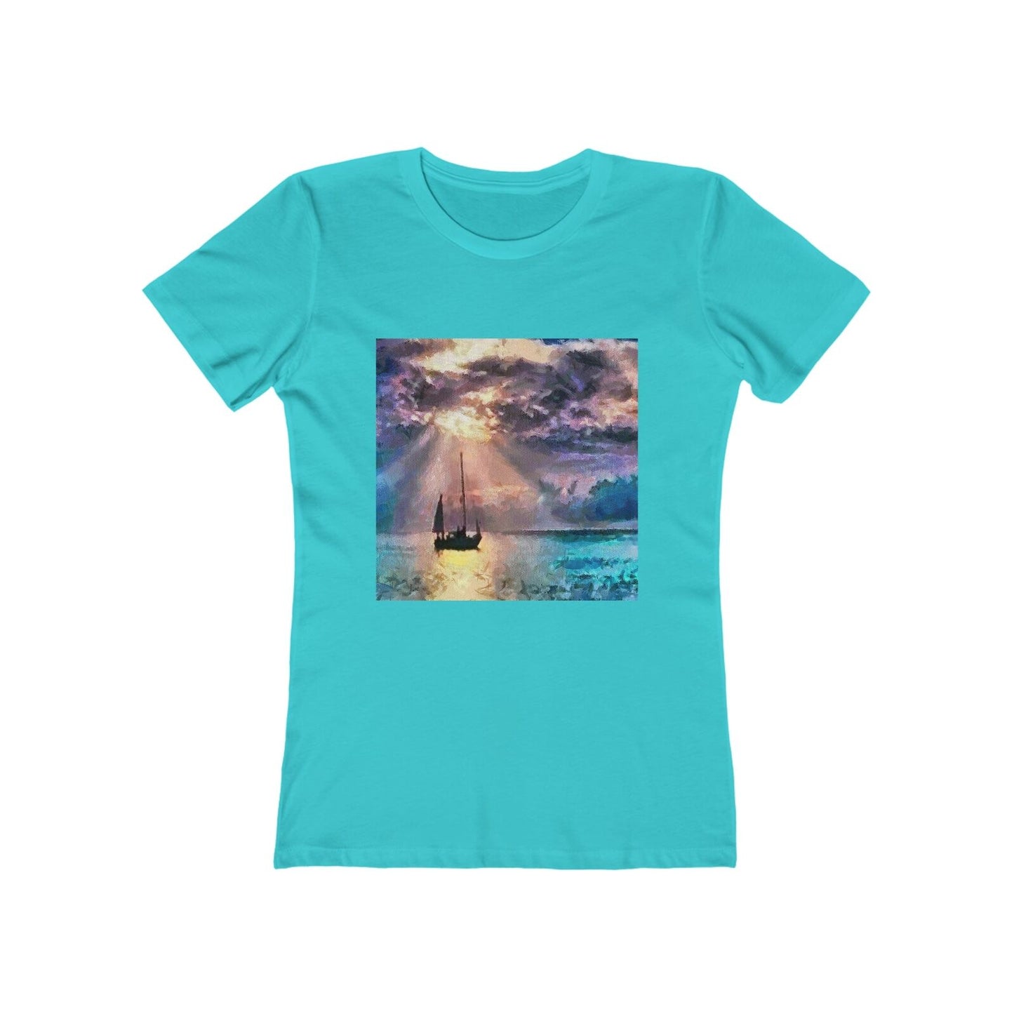 Greek Islands 'Aegean Enchantment' - Women's Slim Fit Ringspun Cotton (Colors: Solid Tahiti Blue)