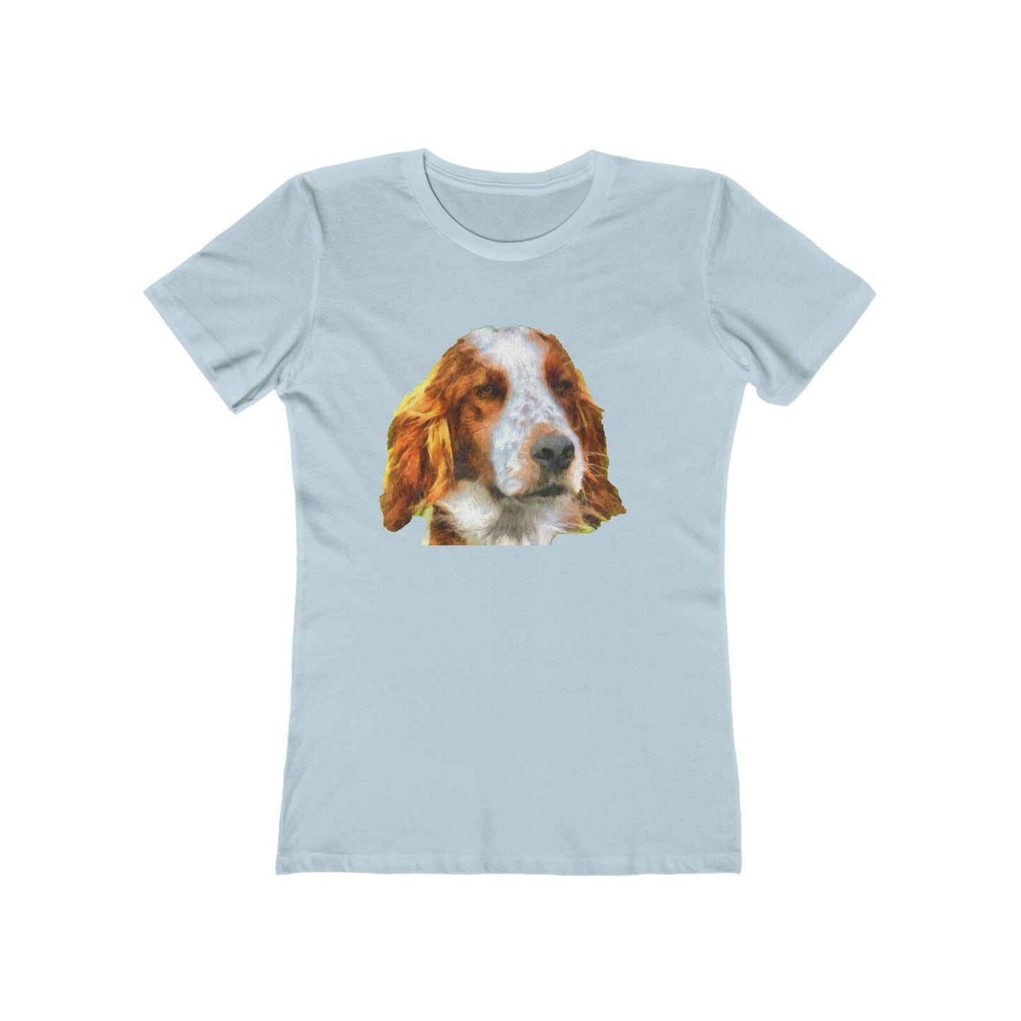 Irish Red & White Setter - Women's Slim Fit Ringspun Cotton T-Shirt (Colors: Solid Light Blue)