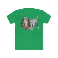 Bluetick Coonhound  Men's Fitted Cotton Crew Tee (Color: Solid Kelly Green)
