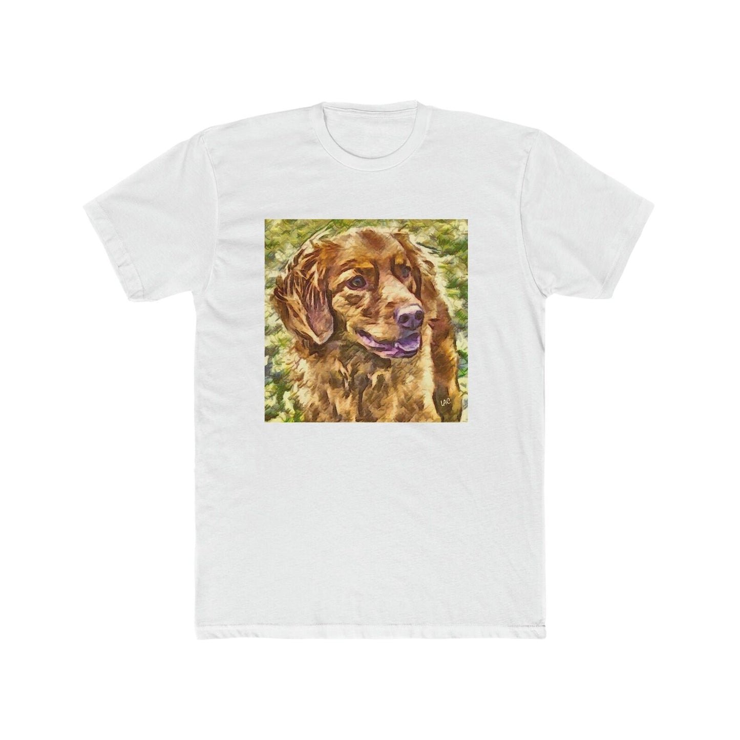 Nova Scotia Duck Tolling Retriever - Men's Fitted Cotton Crew Tee (Color: Solid White)