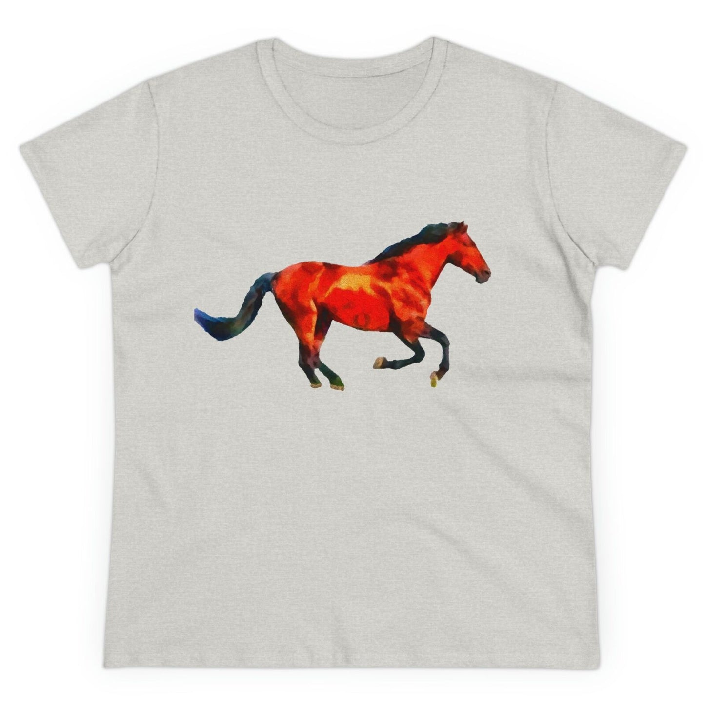 Horse 'Old Red' Women's Midweight Cotton Tee (Color: Ash)
