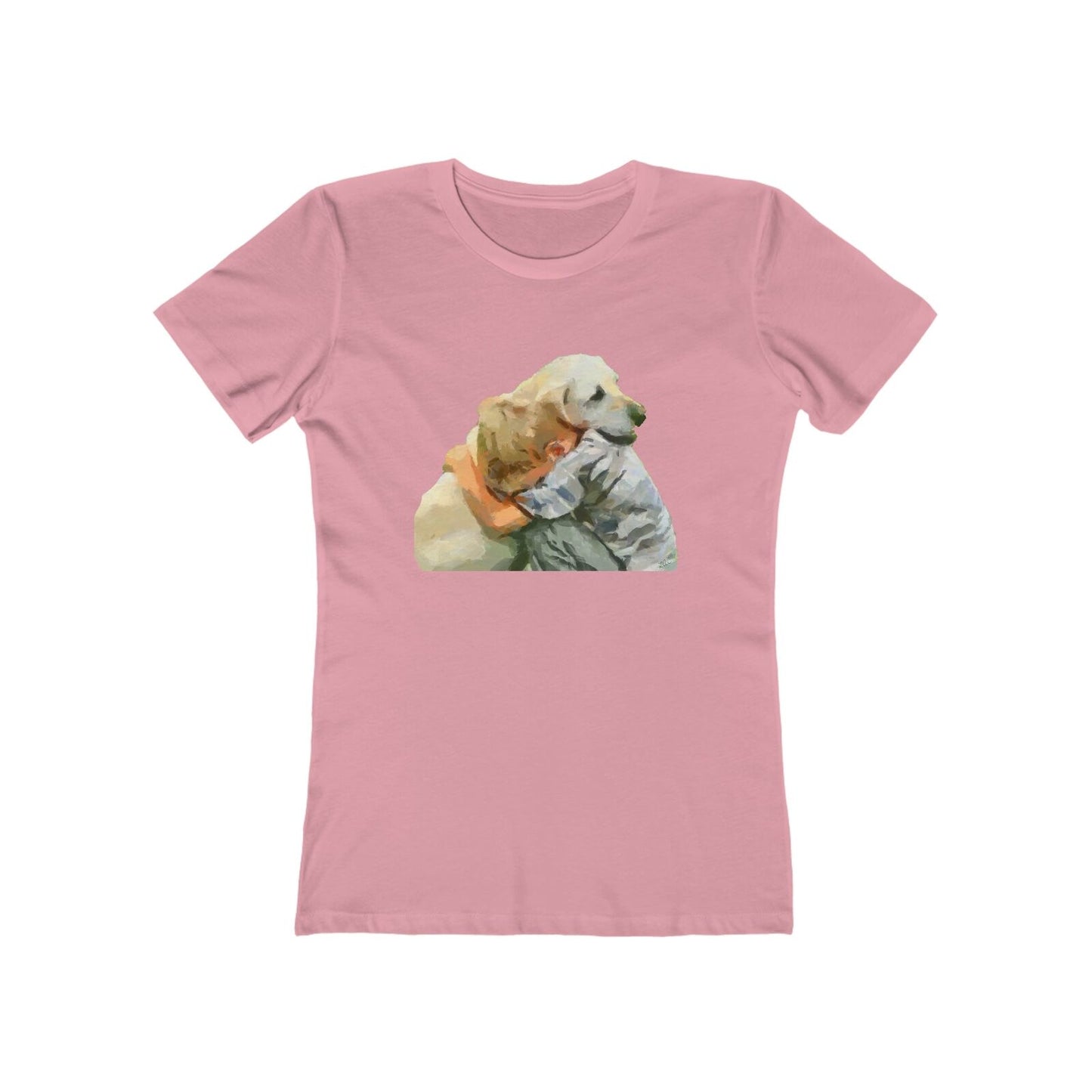 Yellow Labrador Retriever - Women's Slim Fit Ringspun Cotton T-Shirt (Colors: Solid Light Pink)