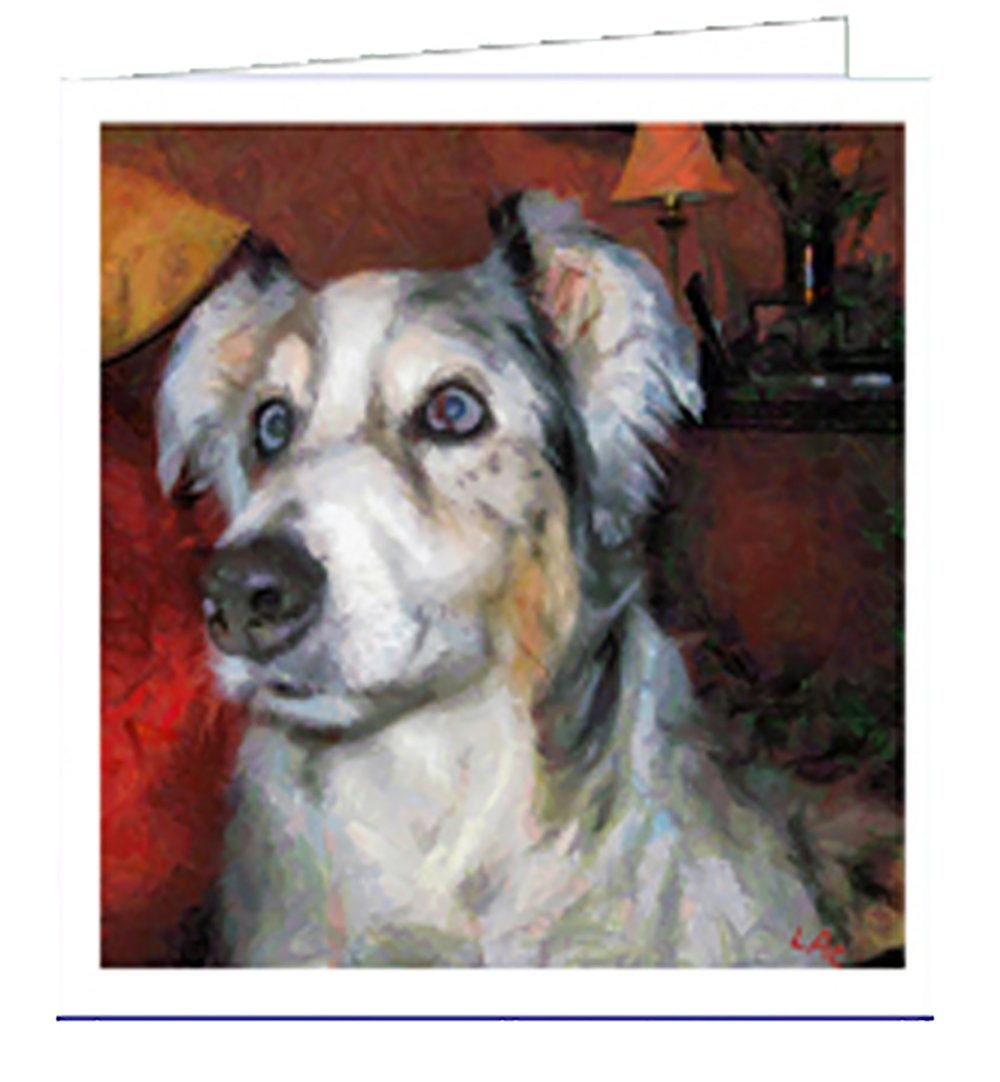 Australian Shepherd 'Mr. Buttons' - Set of 6 Blank Notecards 5.25 x 5.25 Inches