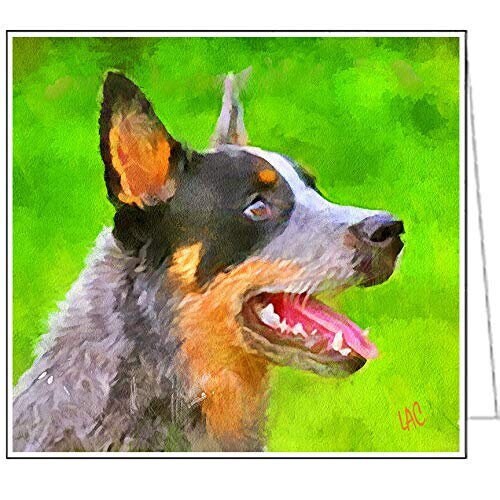 Blue Heeler - Australian Cattle Dog 'Percy' - Set of 6 Blank Notecards 5 x 7 inches each