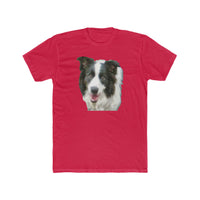 Border Collie 'Archie' Men's Fitted Cotton Crew Tee
