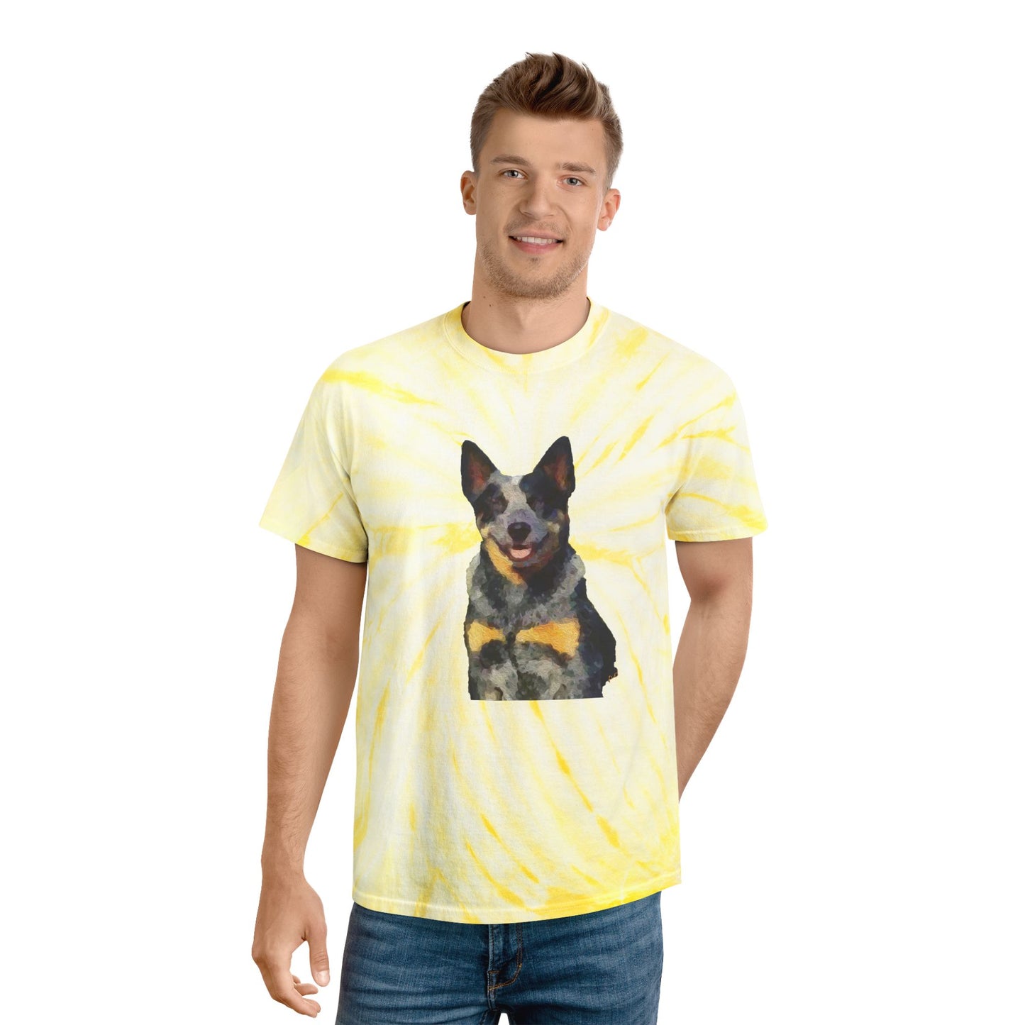 Blue Heeler - Australian Cattle Dog 'Bailey' Unisex Cotton Tie-Dye Tee, Cyclone