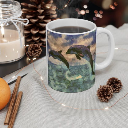 Dolphins 'Flip & Flop ' Ceramic Mug 11oz