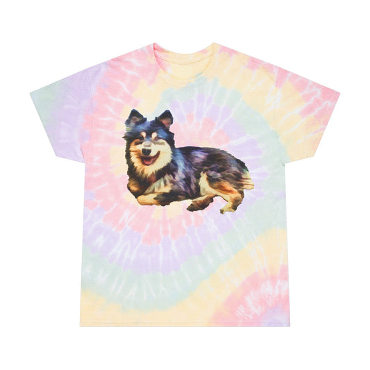 Finnish Lapphund Unisex Cotton Tie-Dye Tee, Spiral