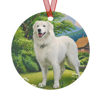 Hungarian Kuvasz Christmas Tree  Metal Ornaments