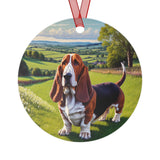 Basset Hound  --  Christmas Tree Metal Ornaments