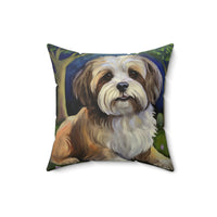 Lhasa Apso  Spun Polyester Throw Pillow