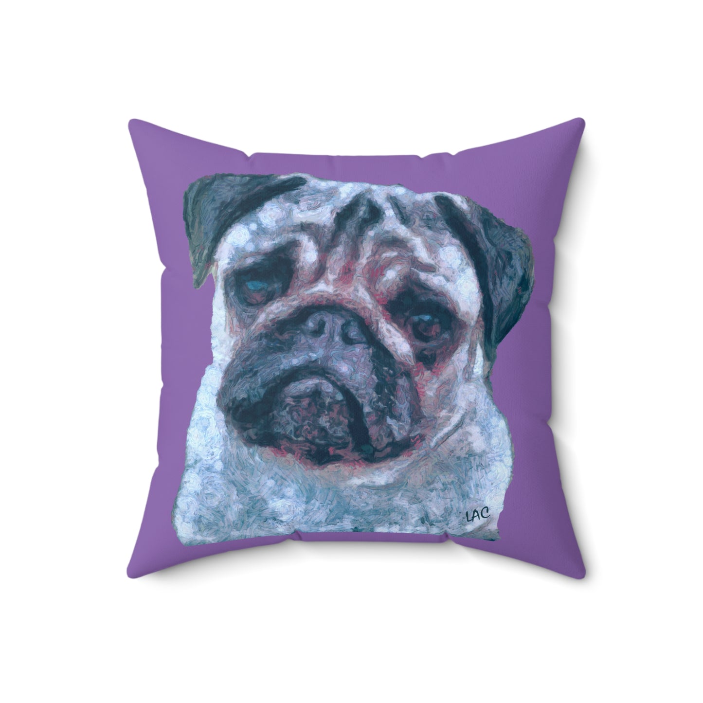 Pug 'Pompey' Spun Polyester Throw Pillow