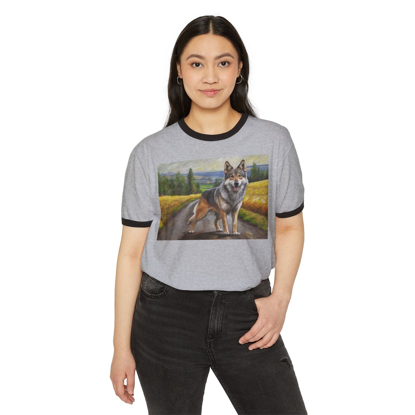 Czechoslovakian Vlciak Wolfdog Classic Cotton Ringer T-Shirt