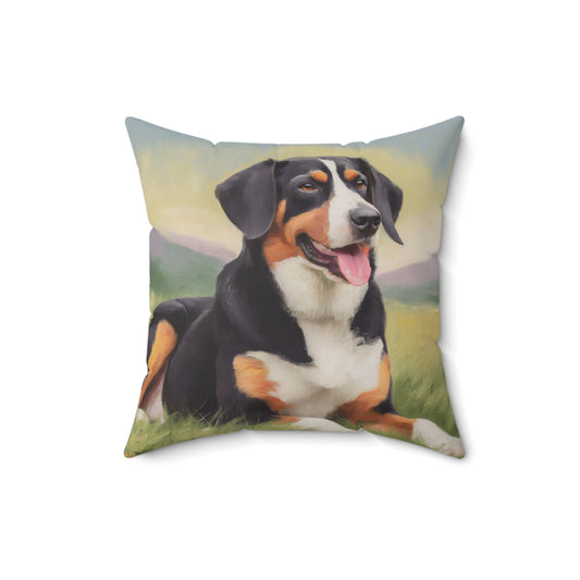 Entlebucher Mountain Dog Spun Polyester Throw Pillow
