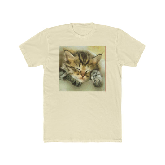 Sleepy Brucie the Cat - Men's Fitted Cotton Crew Tee