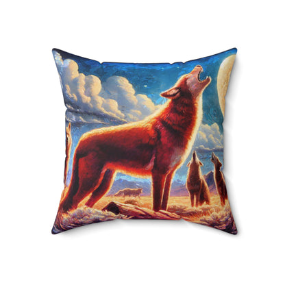 Coyotees in Moonlight - Spun Polyester Throw Pillow