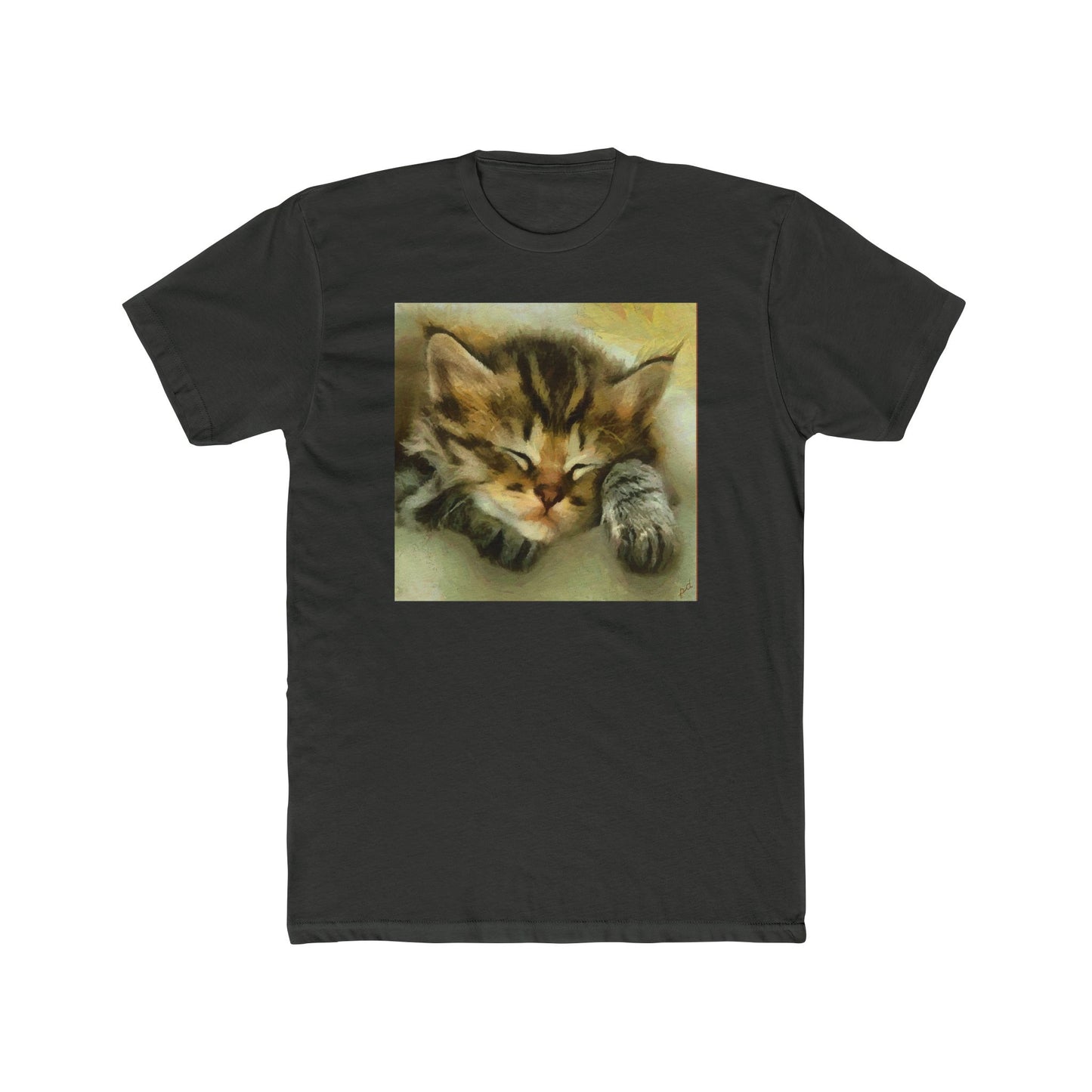 Sleepy Brucie the Cat - Men's Fitted Cotton Crew Tee
