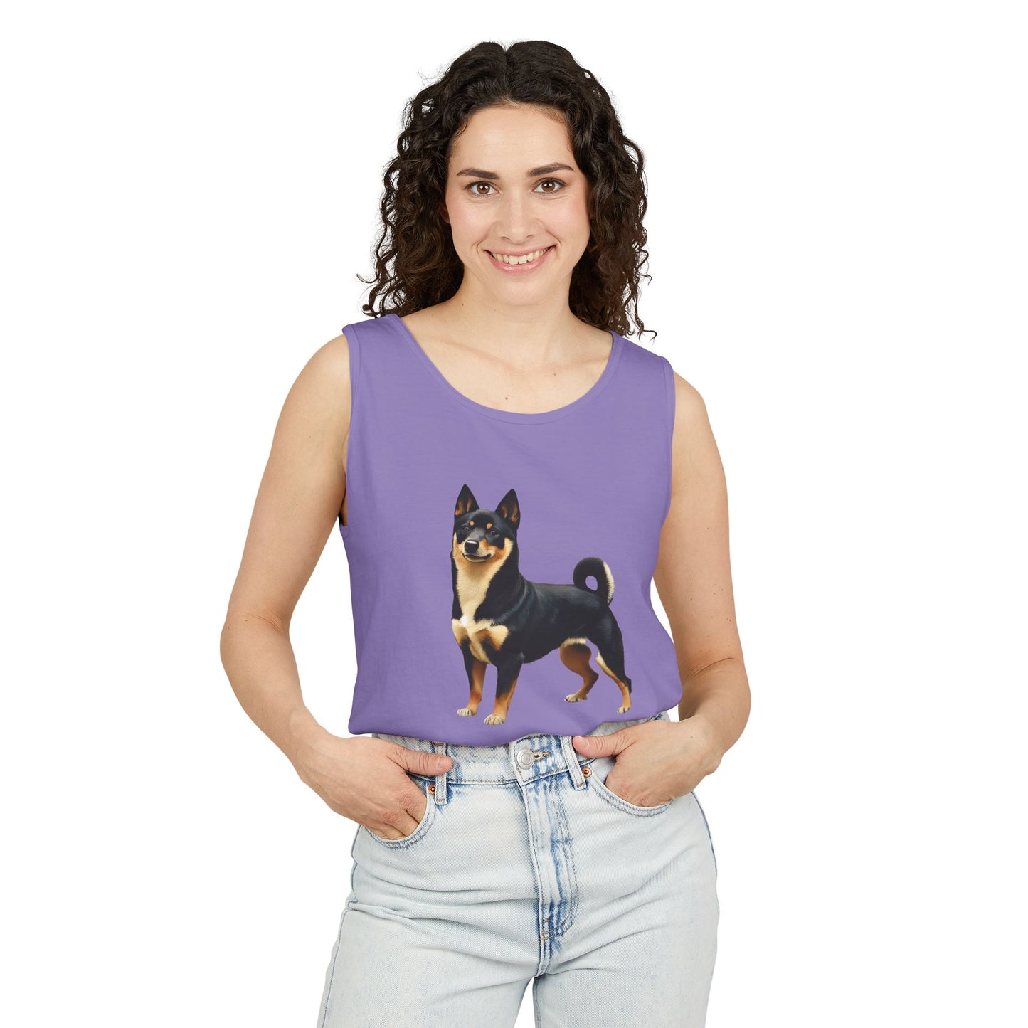 Black & Tan Shiba Inu Unisex Relaxed Fit Garment-Dyed Tank Top