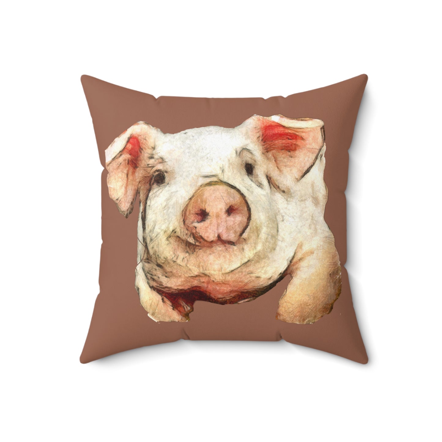 Pig 'Petunia'  Spun Polyester Throw Pillow
